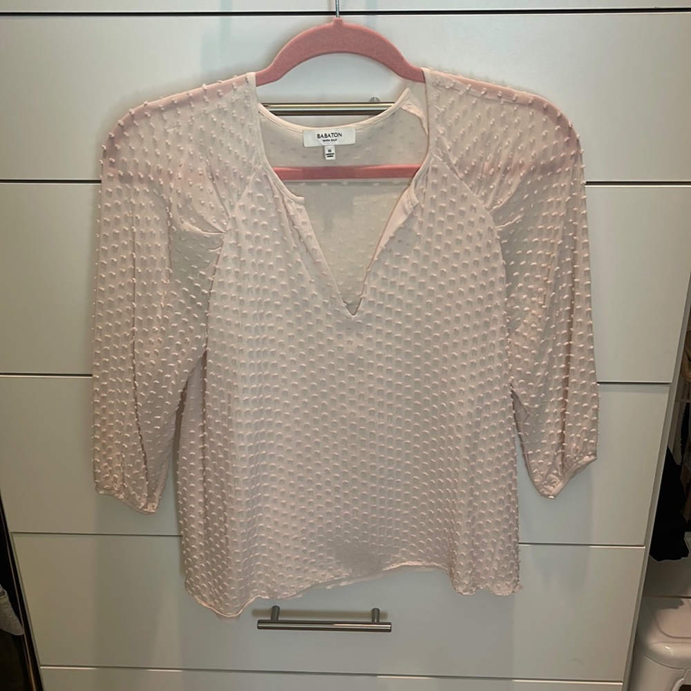 Babaton Aritzia baby pink blouse